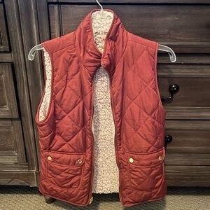 Quilted Red Vest with Sherpa Lining